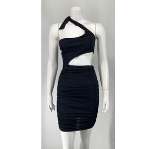 NEW H:ours Ruched Bodycon Cut Out Mini Dress J2